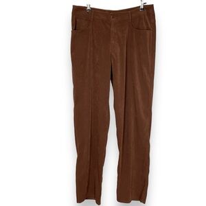 Nomadic Traders Pants Women Brown Faux Suede Texture Straight Leg Size 8 Stretch